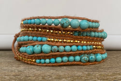 Graduated Gold and Turquoise 5 wrap